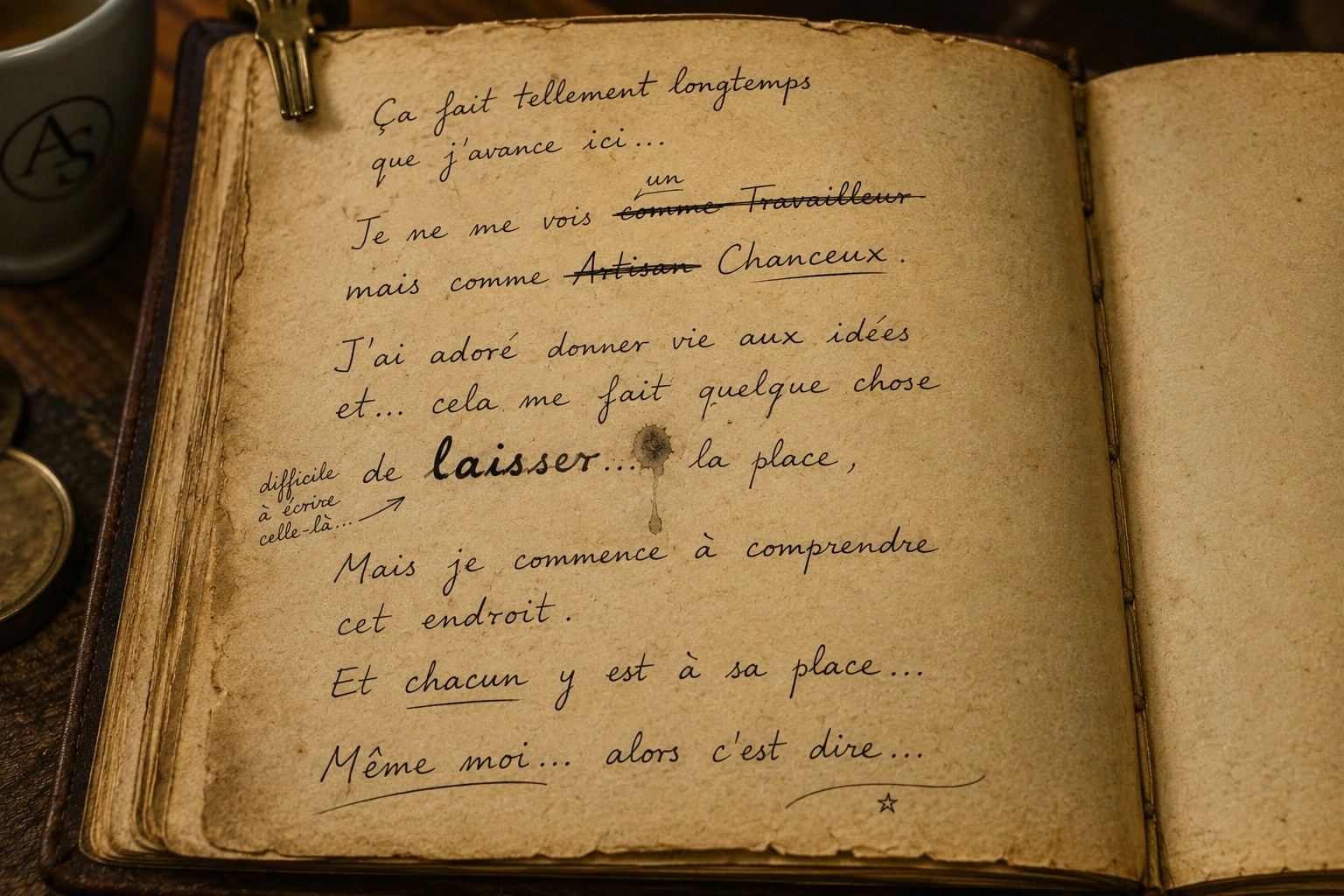 Livre d'Or ouvert sur la page du Premier Artisan